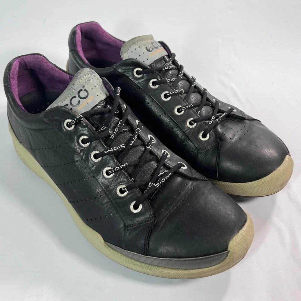 ECCO Biom Hybrid Golf Shoes Mens 10-10.5 EU 44 Black Leather Spikeless Athletic